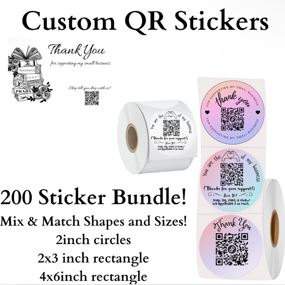 BUY NOW 200‎ Custom Thank You QR Stickers Mix & Match
